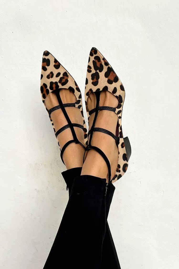 Bridget Leopard-Print Strappy Ballet Heels