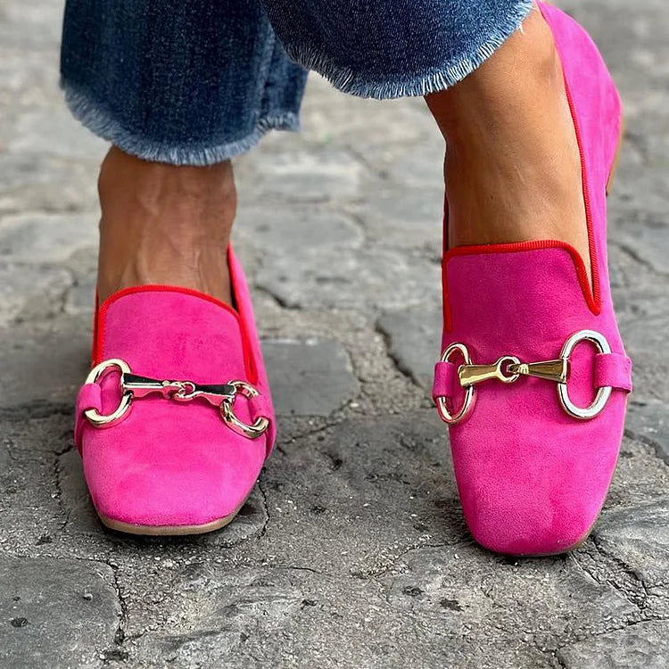 Women's Neon Fluorescent Loafers with Metallic Accents