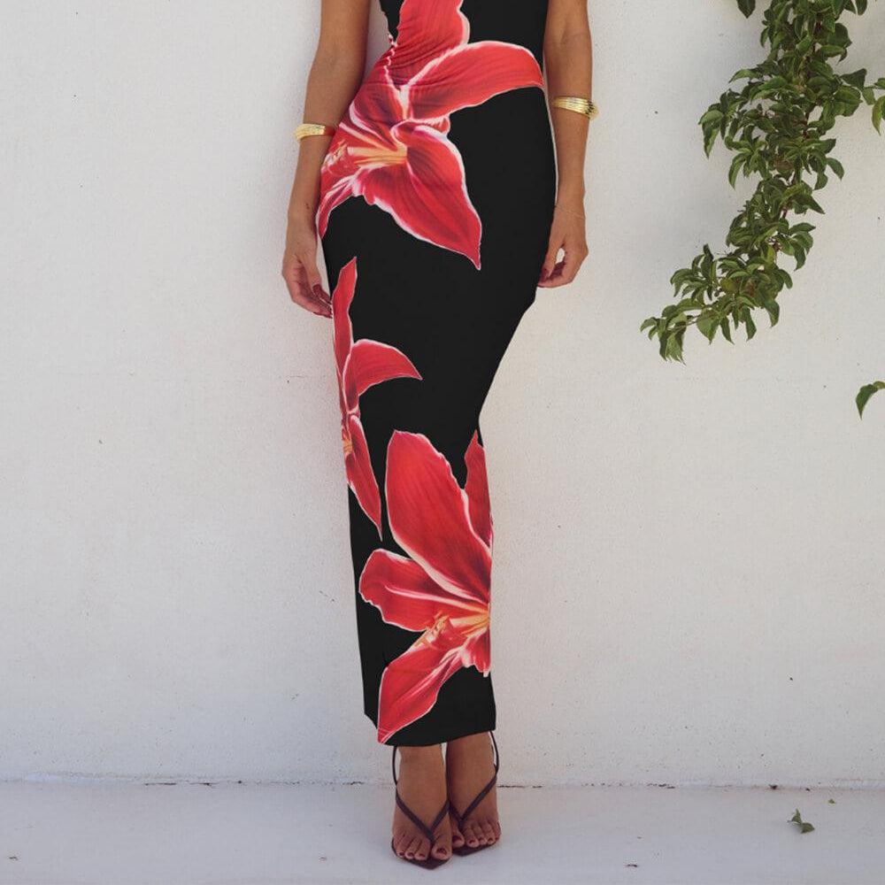 Women's Unforgettable Abstract Floral Maxi Dress for a Unique Elegance