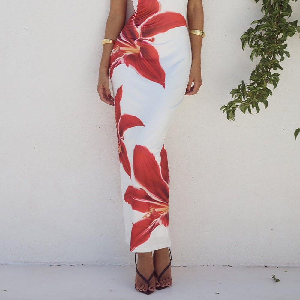 Women's Unforgettable Abstract Floral Maxi Dress for a Unique Elegance