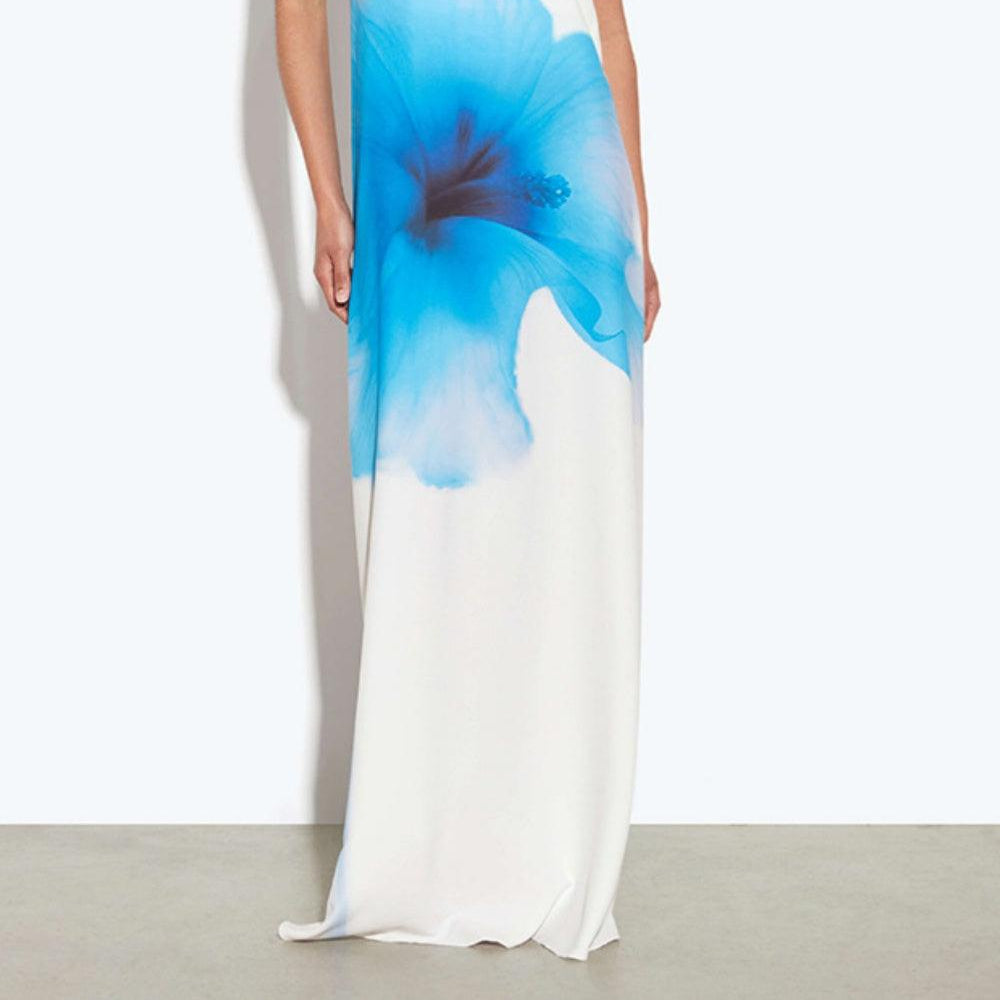 Women's Printed high-neck tube dress with open back and elegant high