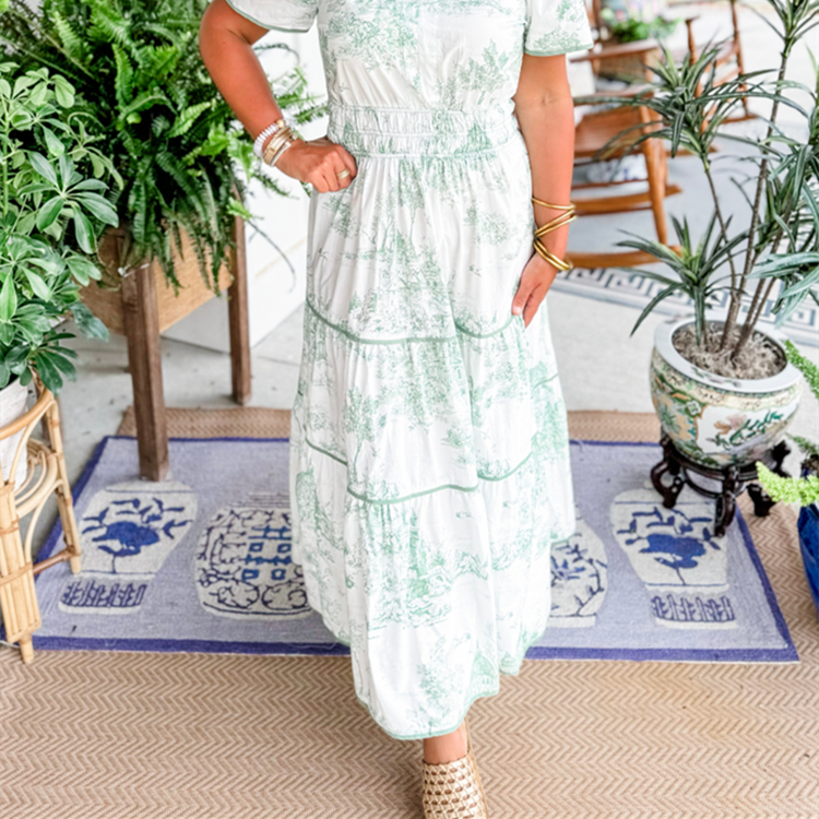 Women's Classic Toile Maxi Dress — Timeless Toile Print in a