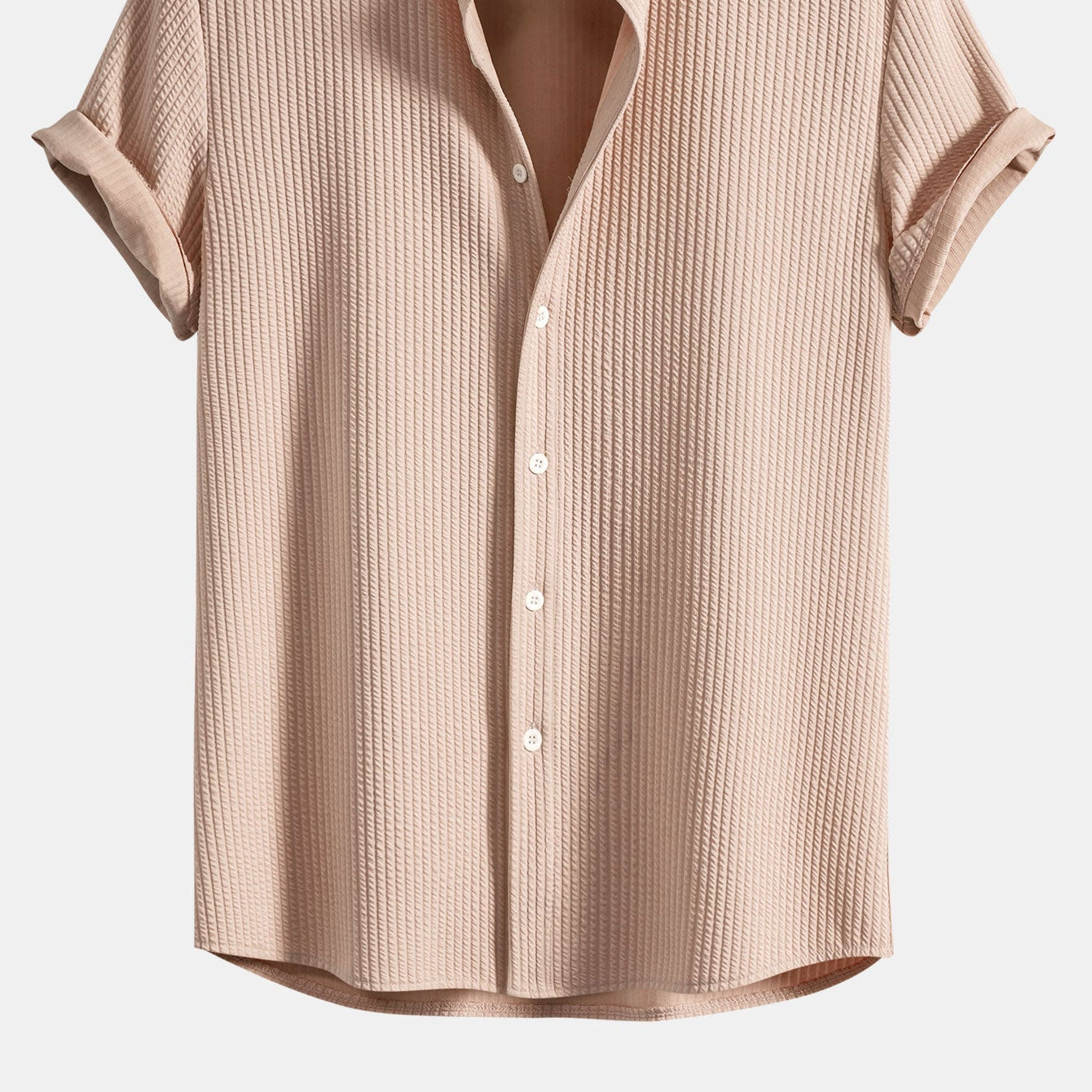 Men's Sleek Muscle-Fit Ribbed Stand Collar Shirt