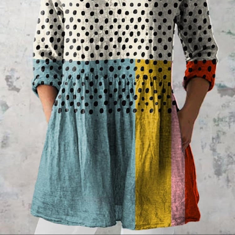 Lillian | Geometric Dot V-Neck Shirt