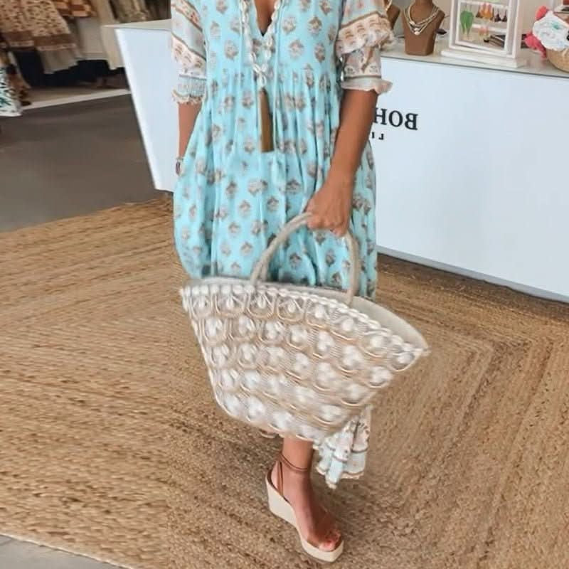 Mana | Elegant Floral V-Neck Dress for Effortless Chic