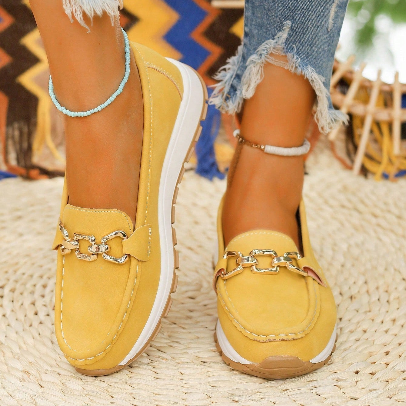 Women's Sophisticated Buckle-Detail Flat Loafers