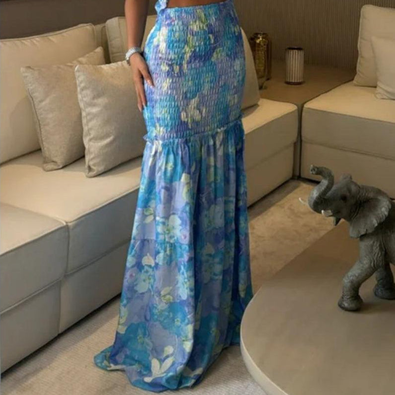 Women's Maxi Halter Neck Dress with Hollow Pattern for an Elegant and