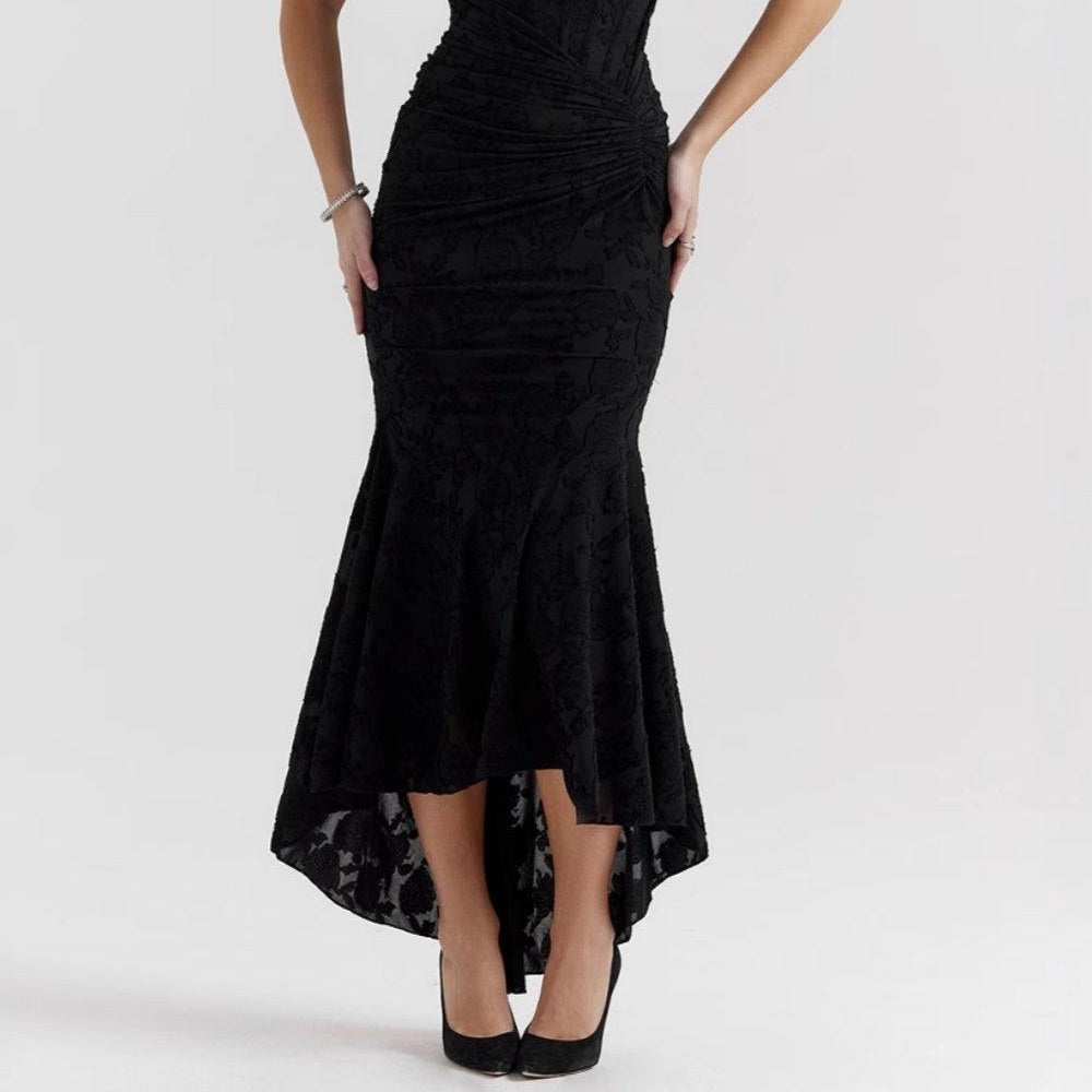Women's Black Bell floral long dress for an elegantly bohemian look