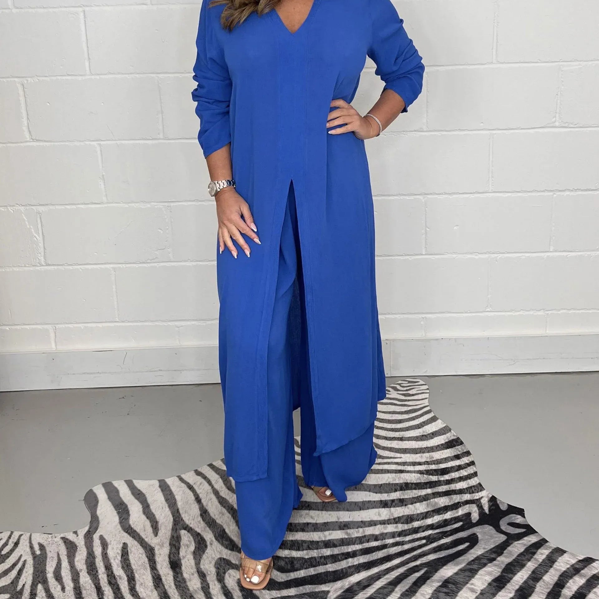Lassig Women's Two-Piece Set: Cozy Long Top and Pants for Everyday