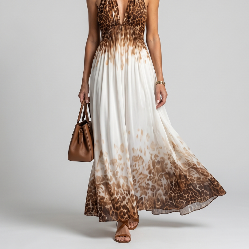 Orlune | Pleated White Midi Dress