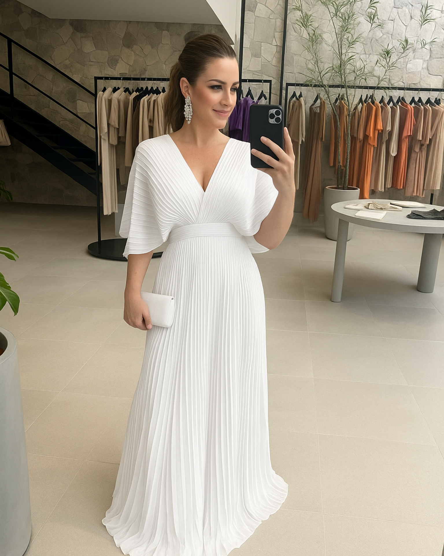 Bold, Vibrant Pleated Maxi Dress