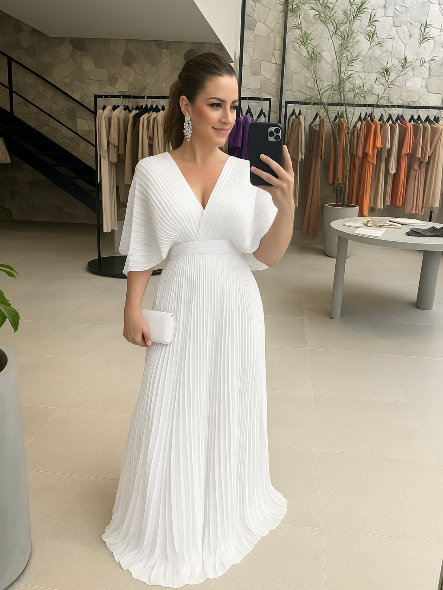 Bold, Vibrant Pleated Maxi Dress