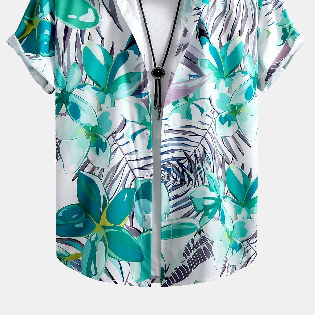 Men's Floral Plant-Print Button-Up Shirt & Swim Shorts Set