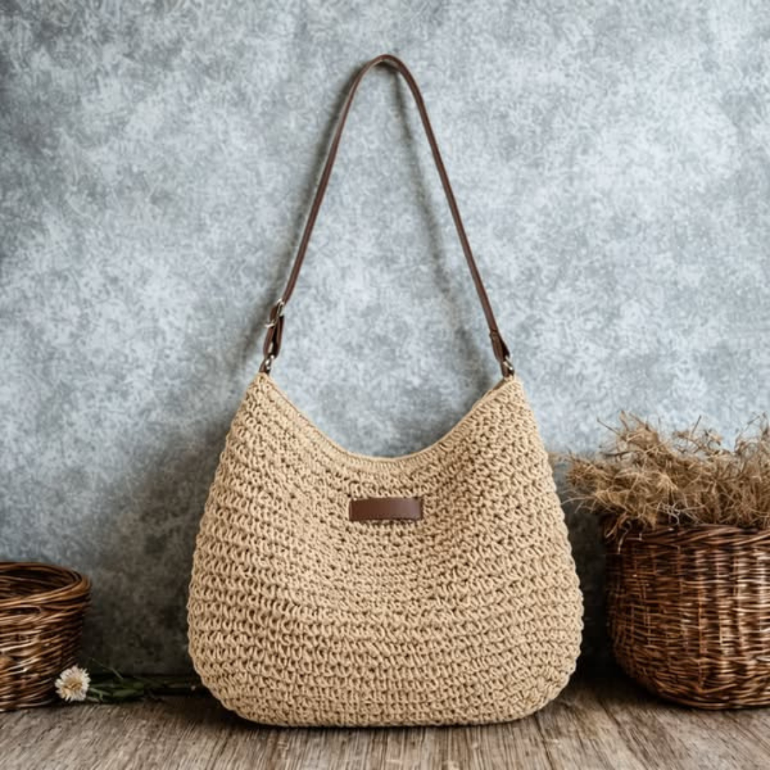 Women's Woven Straw Shoulder Bag