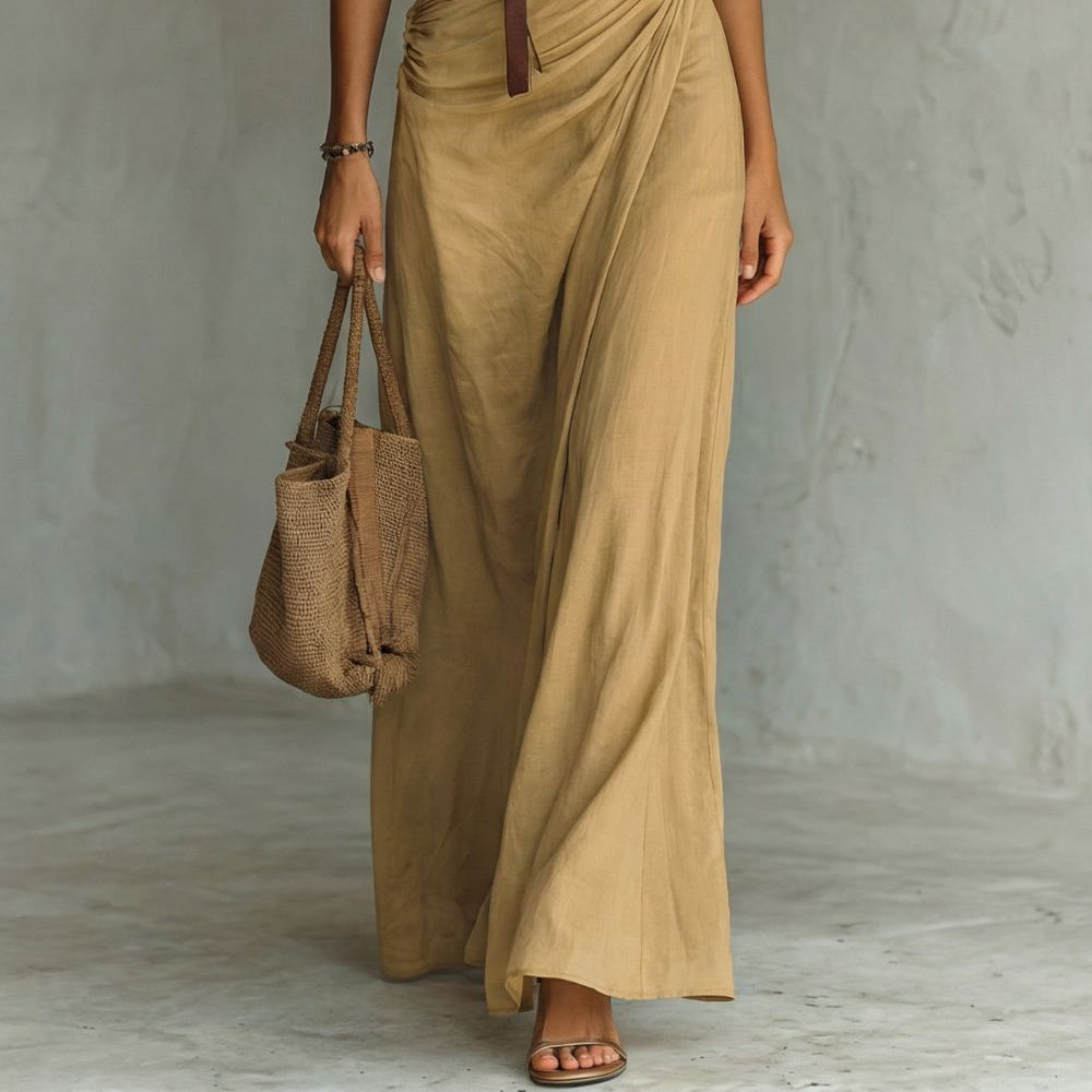 Azura Belted Button-Down Wrap Maxi Dress