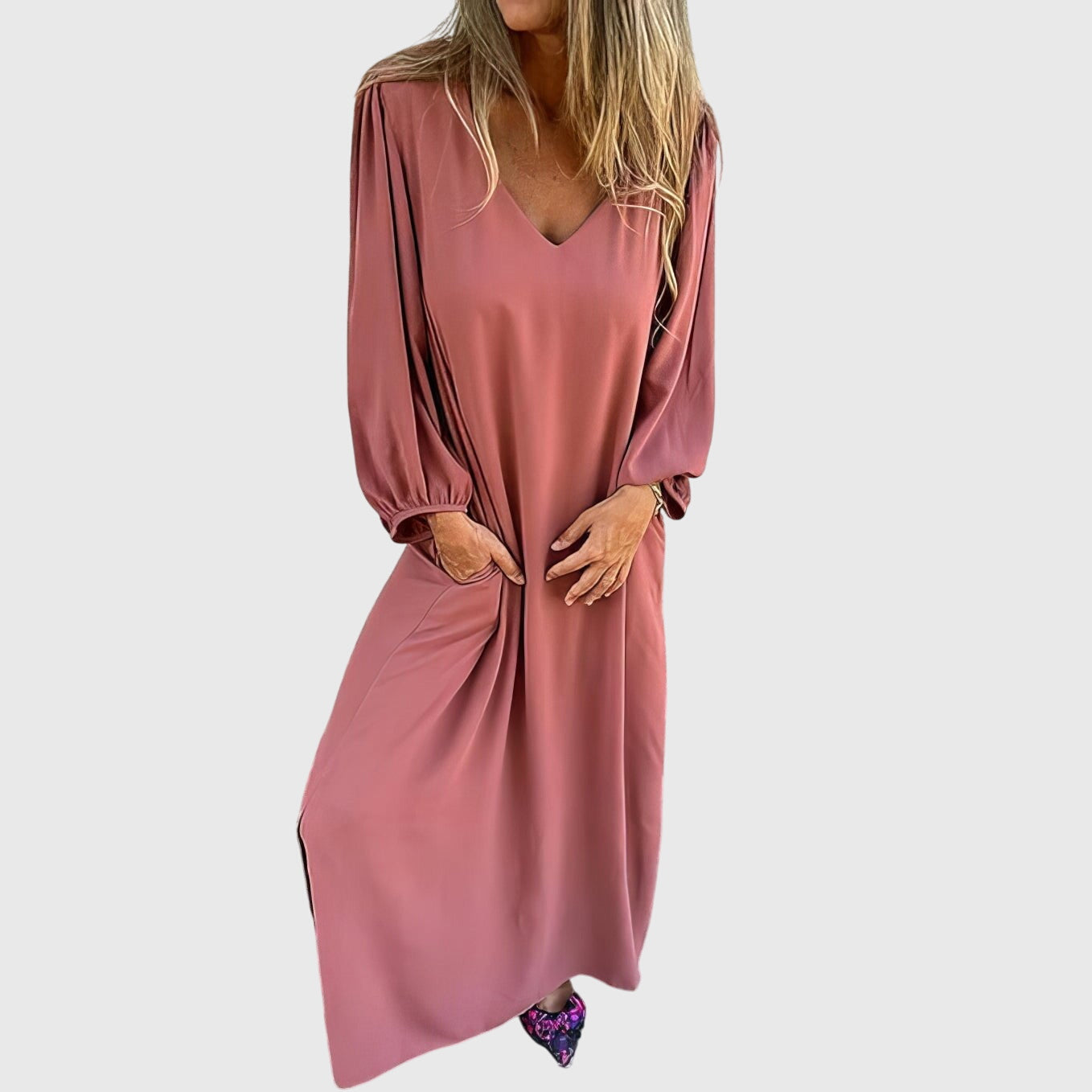 Women's Boho Maxi Dress with Pockets for Effortless Style