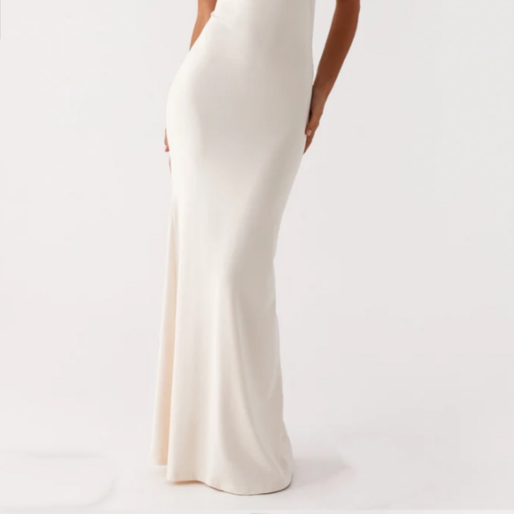 Women's Asymmetric dress with metal loop and elegant tie on one