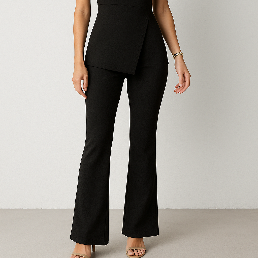 Eva | Elegant Rib Coordinated Set med Asymmetrisk Top og Løse Bukser - - Eva | Elegant Rib Coordinated Set med Asymmetrisk Top og Løse Bukser - €25 - {{ product_tags }