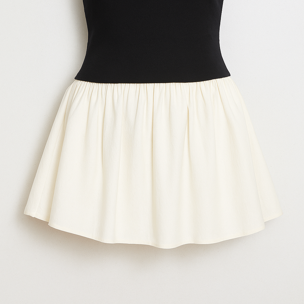 Elowen | Elegant bandeau-top med udstående miniskørt - Hvid - Elowen | Elegant bandeau-top med udstående miniskørt- €25 - {{ product_tags }