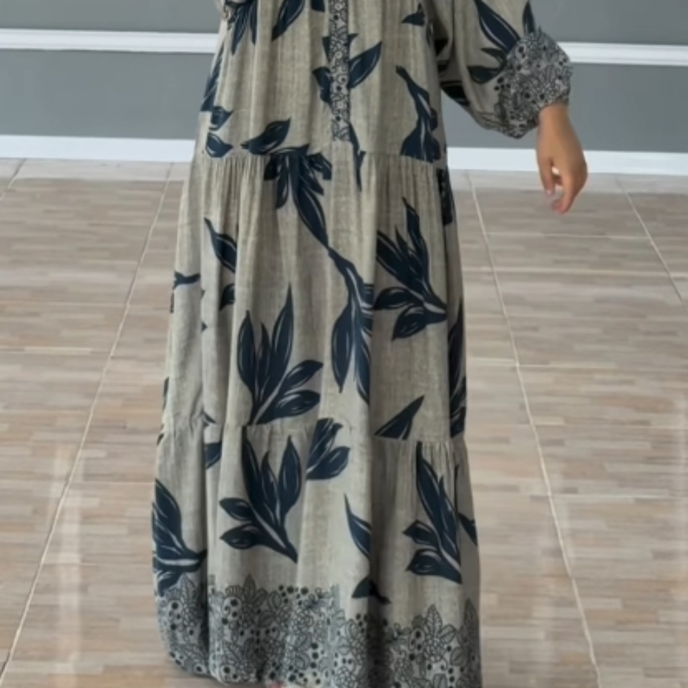 Women's Casual Floral Print Lantern Sleeve