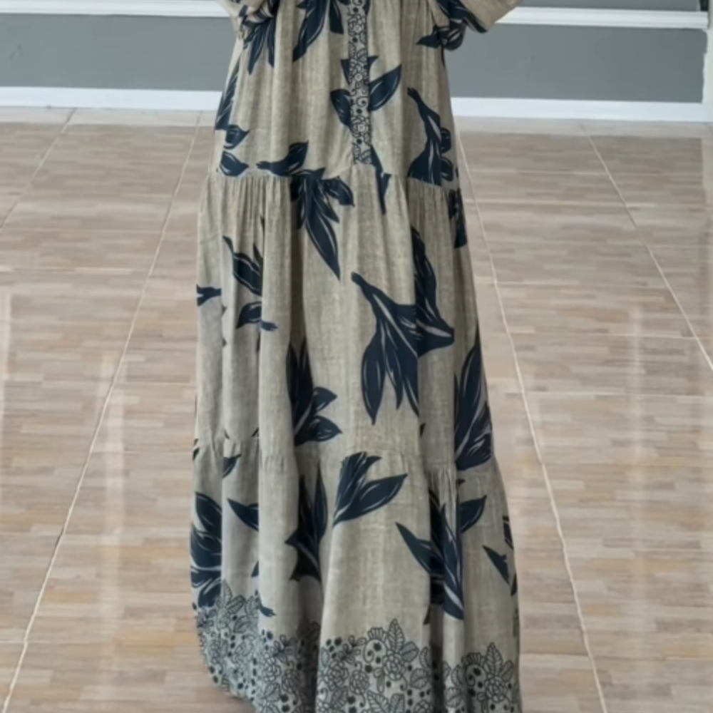 Women's Casual Floral Print Lantern Sleeve