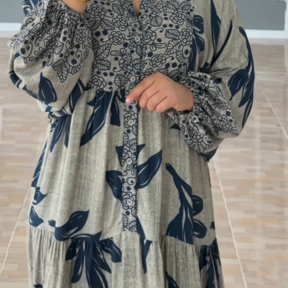 Women's Casual Floral Print Lantern Sleeve