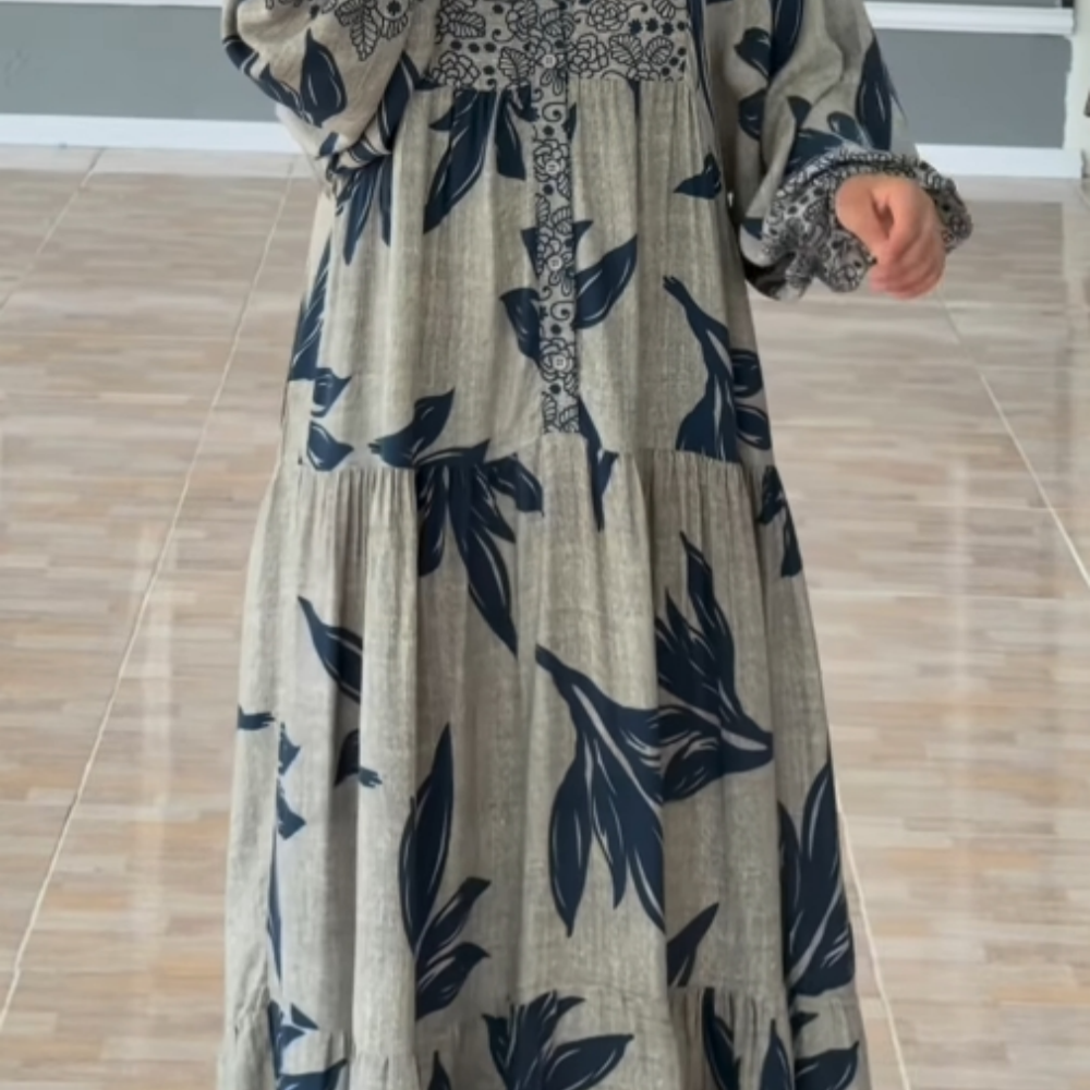 Women's Casual Floral Print Lantern Sleeve