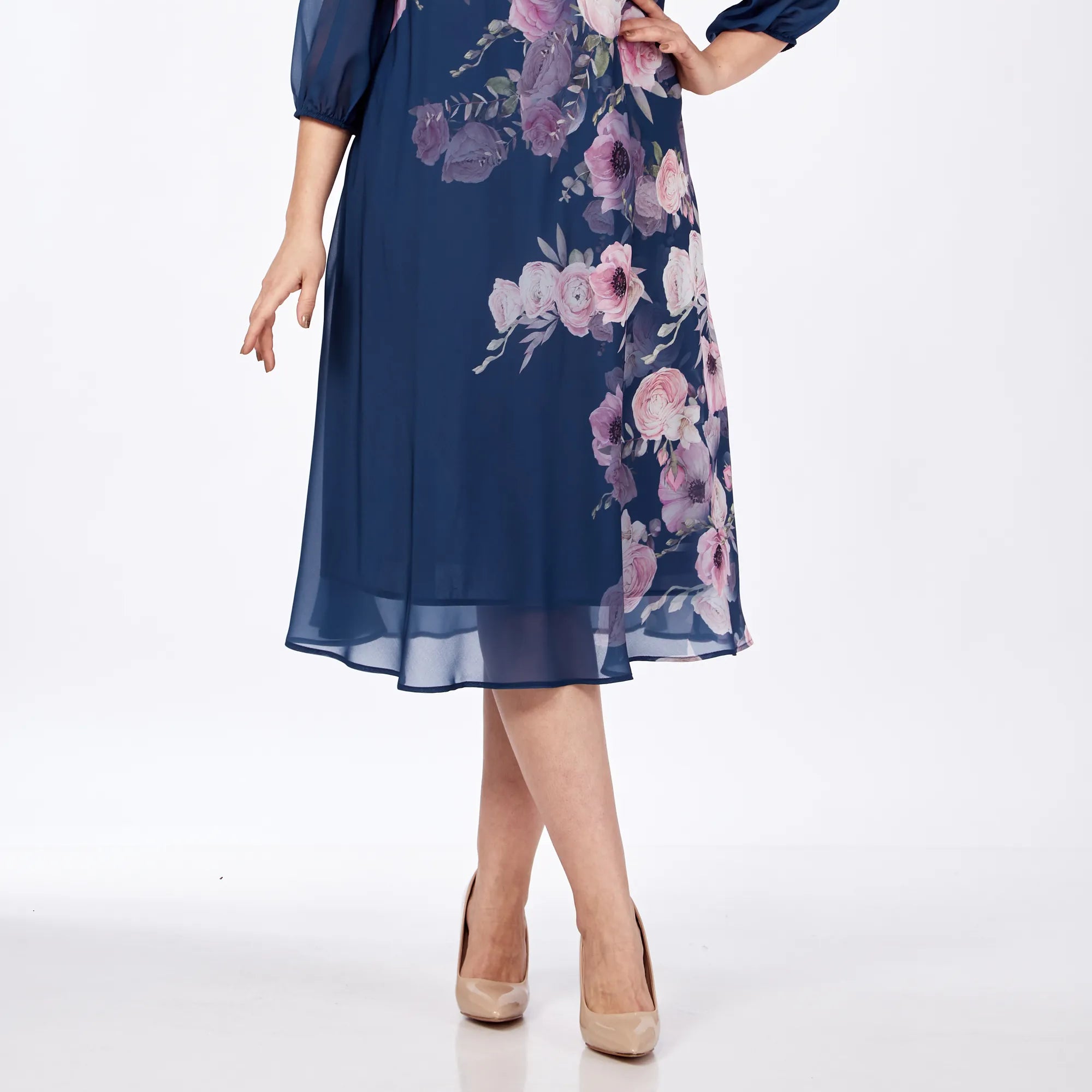 Allison Floral Elegance Dress Red | Cow Clothing