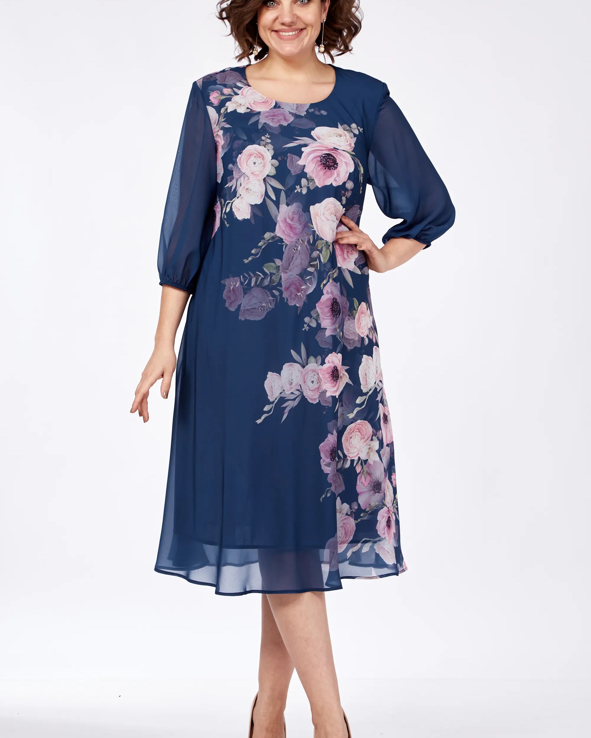 Allison Floral Elegance Dress Red | Cow Clothing