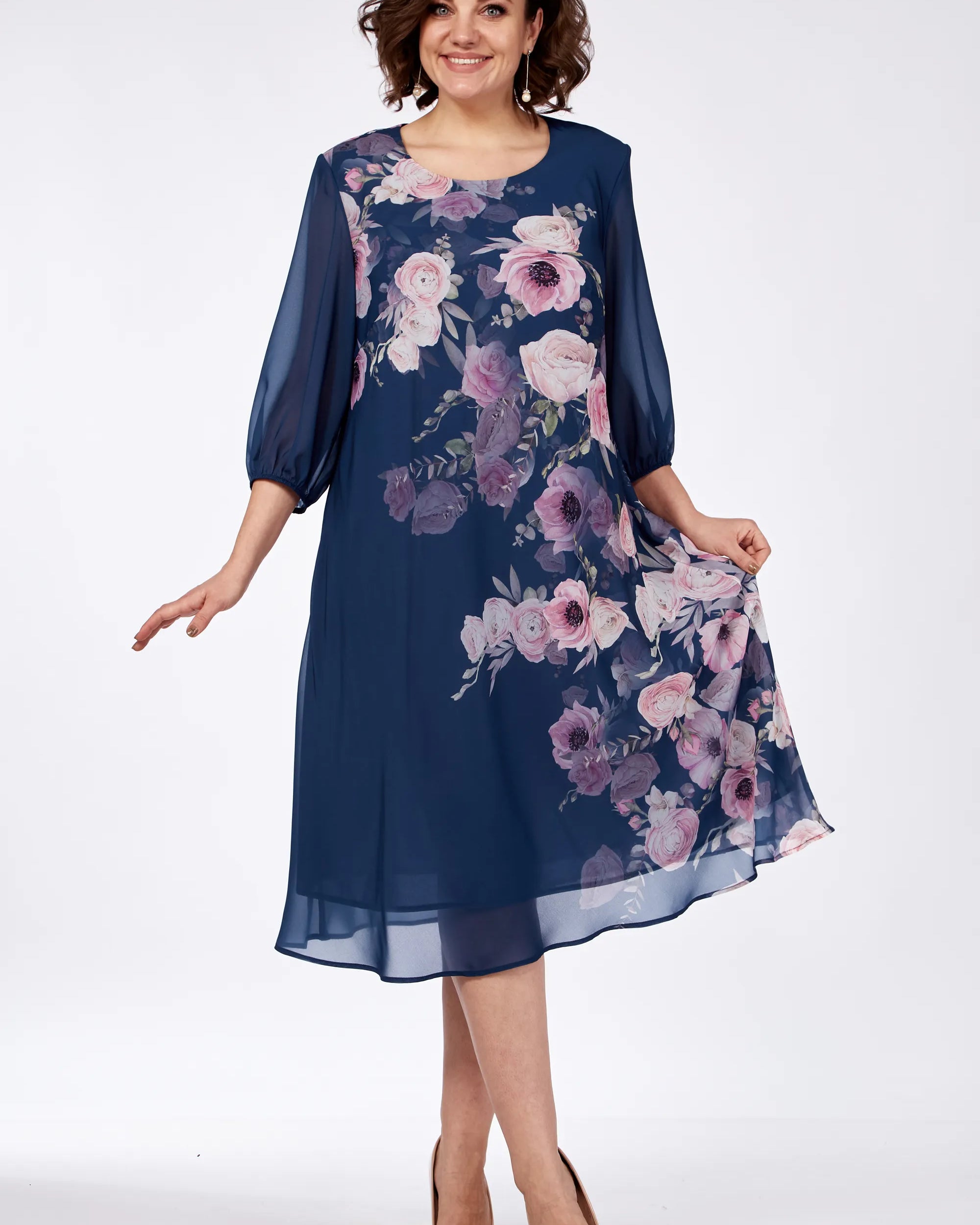 Allison Floral Elegance Dress Red | Cow Clothing