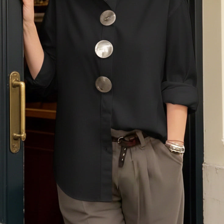 Rosaline™ | Statement Button Stand Collar Blouse
