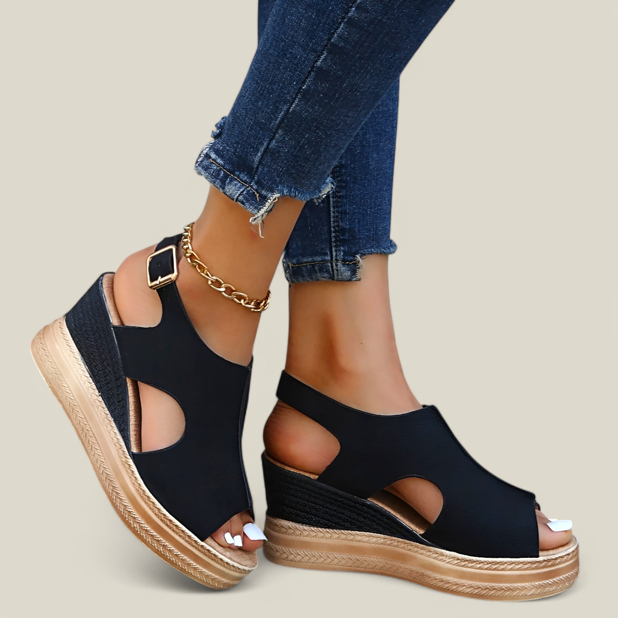 Cora | Sandales à semelles compensées - Confortables et élégantes