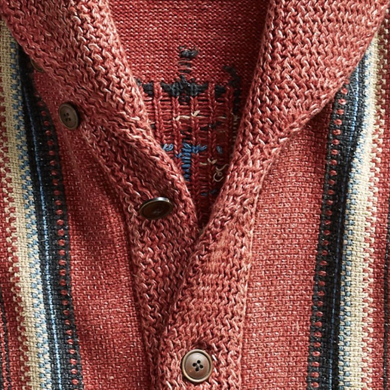 Timeless men Gebreide Adrian Vintage Jacquard Lapel Knit Cardigan Timeless Style, Cozy Comfort Vintage