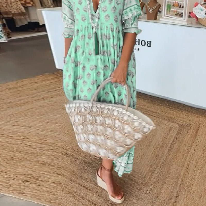 Mana | Elegant Floral V-Neck Dress for Effortless Chic