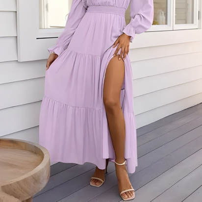 Boho Off-Shoulder Maxi Dress – Effortless, Flowing Bohemian Style