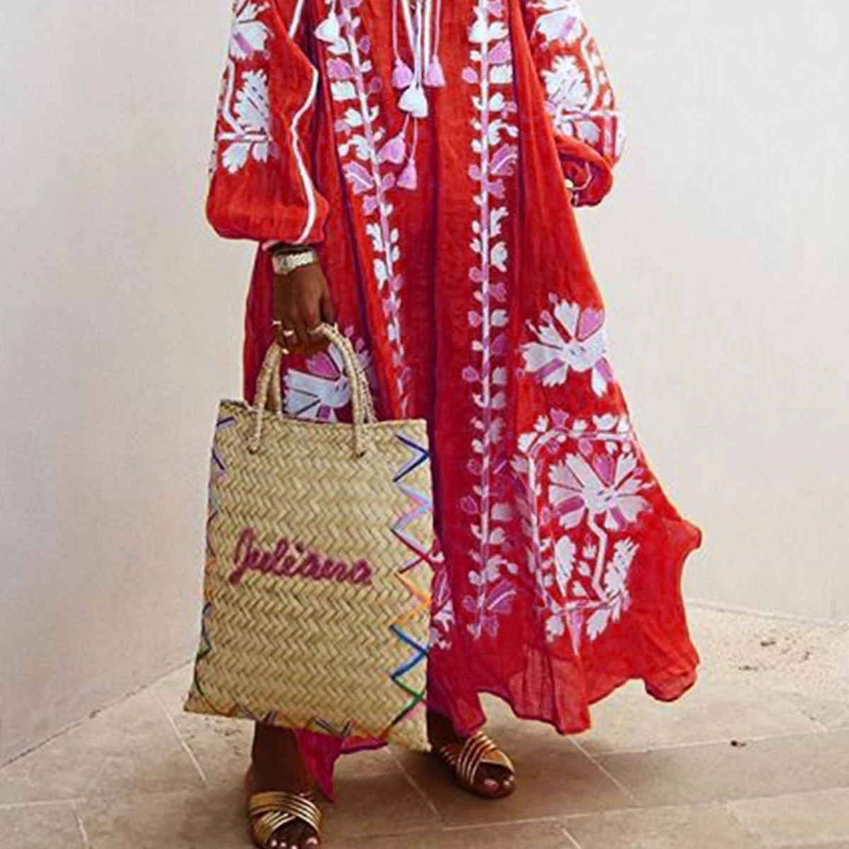 Women's Oversized Boho Printed Maxi Dress for a Comfortable and