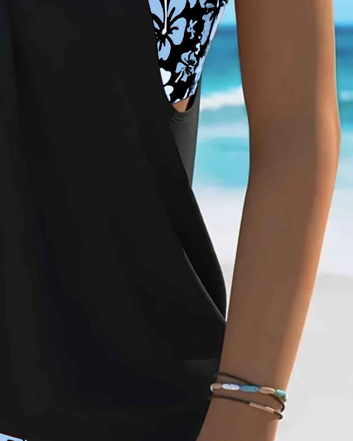 Isabella Tankini-Set mit blauem Blumenmuster – elegantes zweiteiliges Strand-Badeoutfit