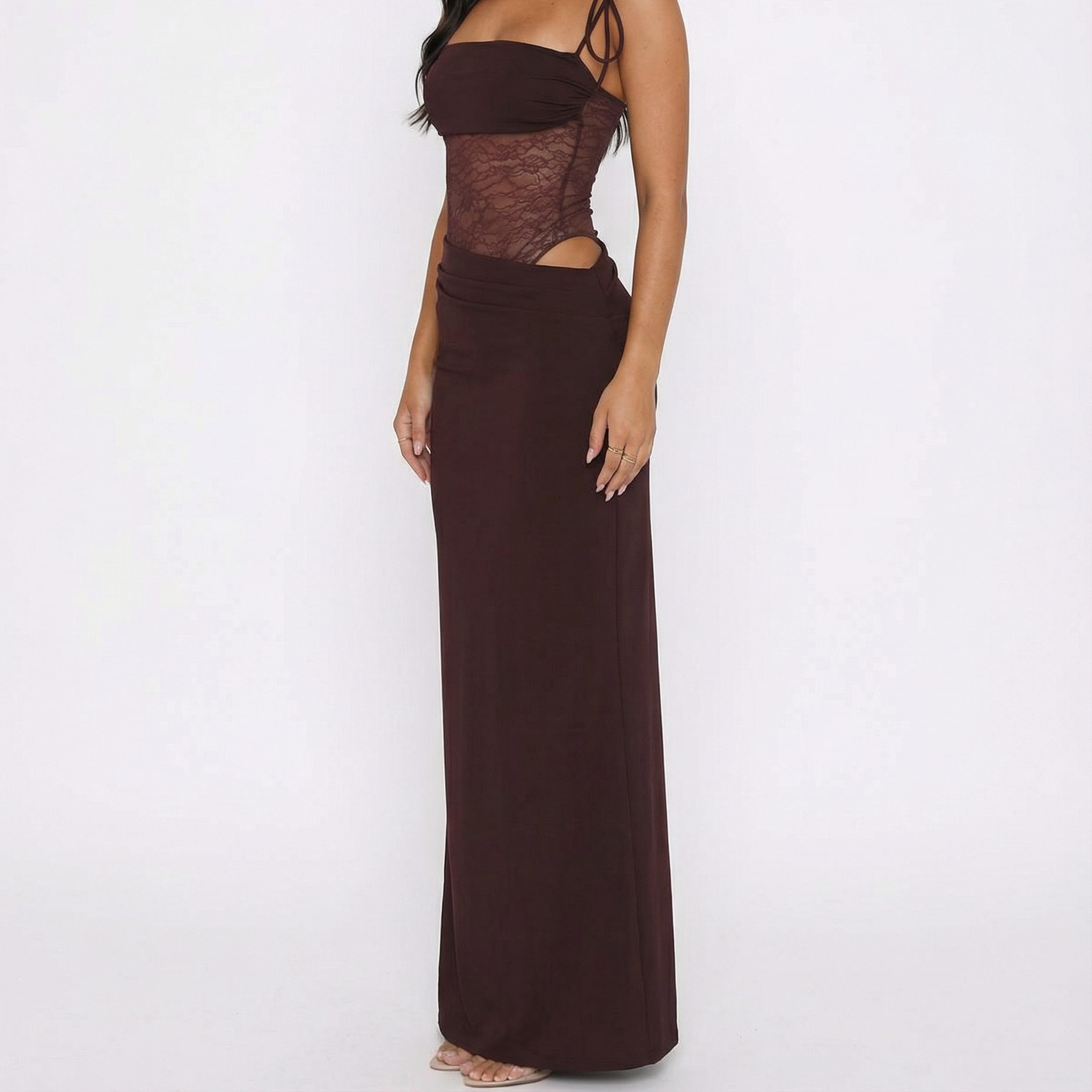 Women's Lace Panel Maxi Dress