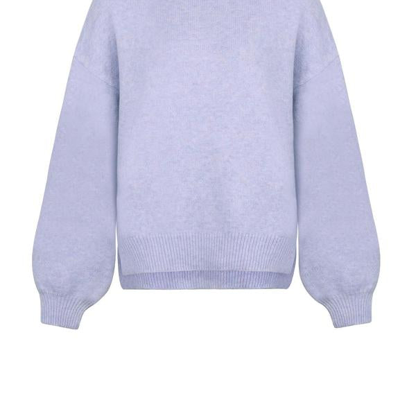 Women's Cozy Drop-Shoulder Split-Hem Round-Neck Knit Sweater