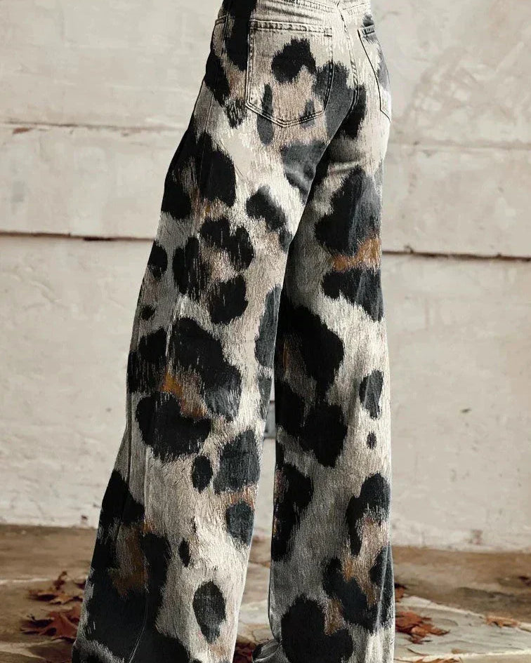 Bold Leopard Print Jeans – Statement-Making Denim