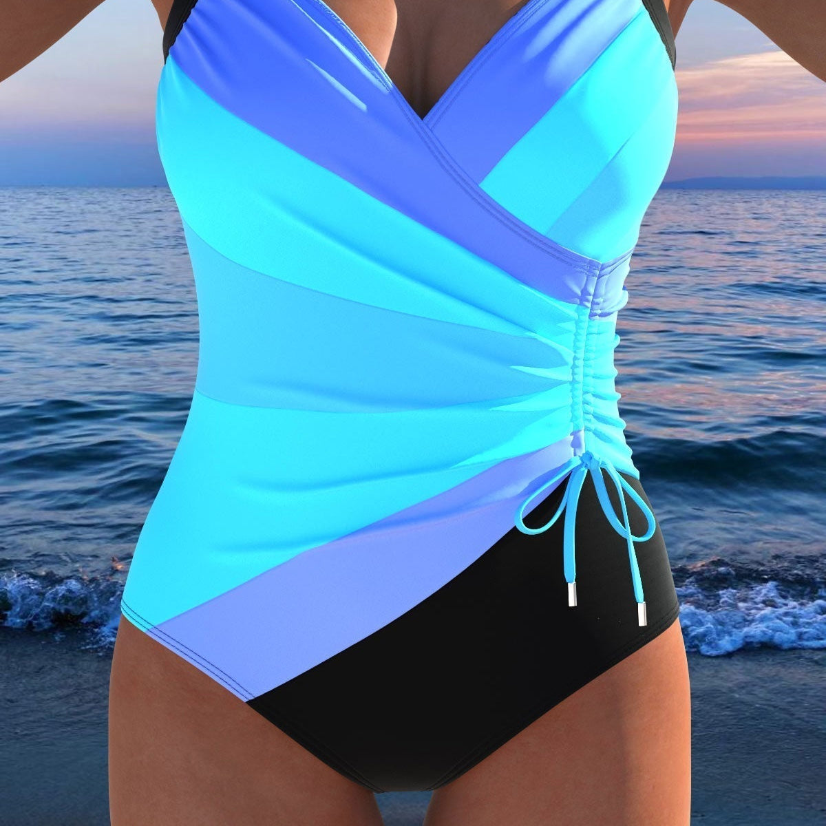 Wrap One Piece Swimsuit | Colorful Luxury Fit