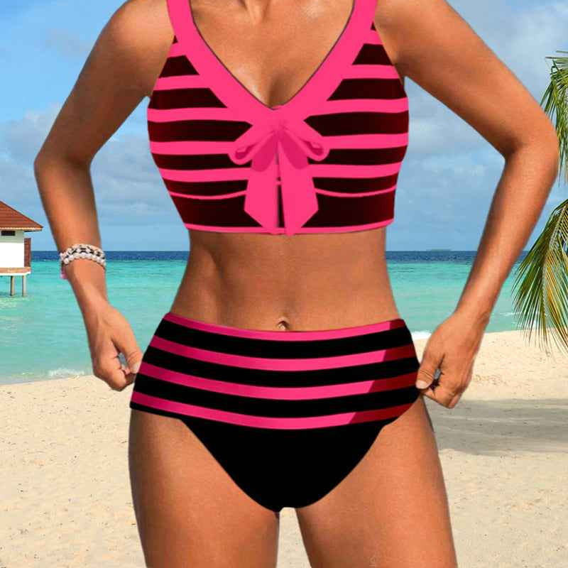 Muse® | Gestreifter Bikini mit hohem Bund