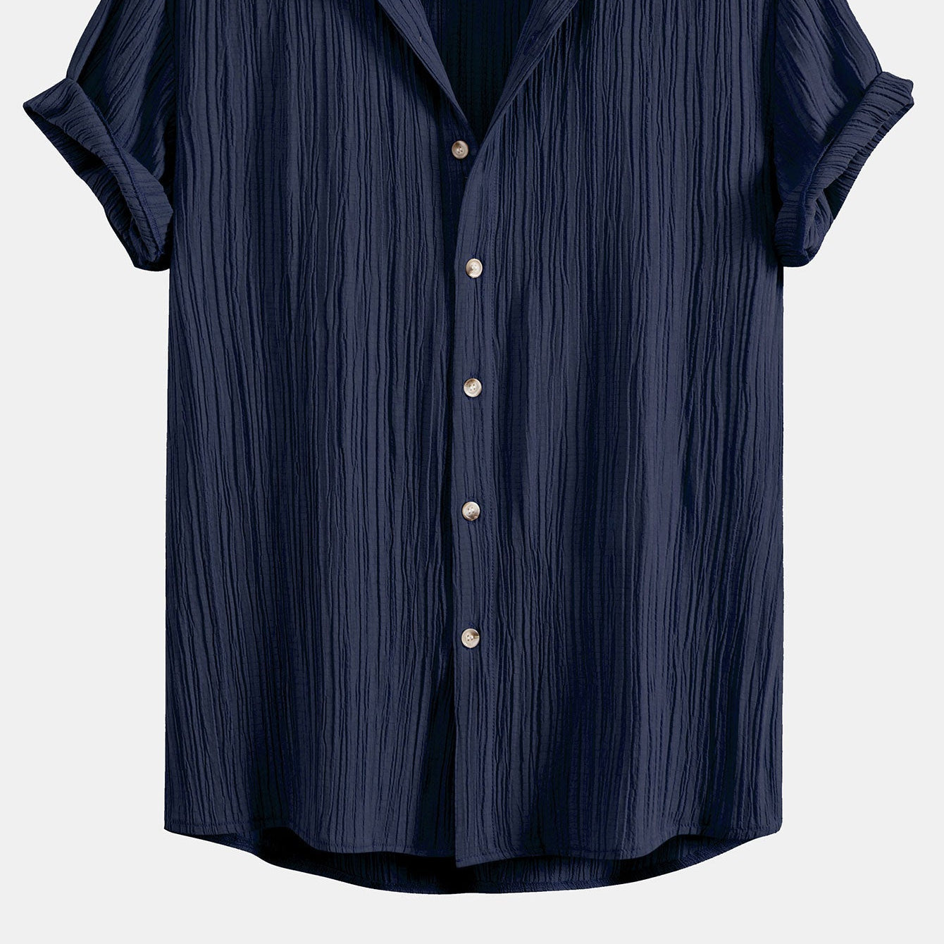 Crinkled-Textured Button-Up Shirt