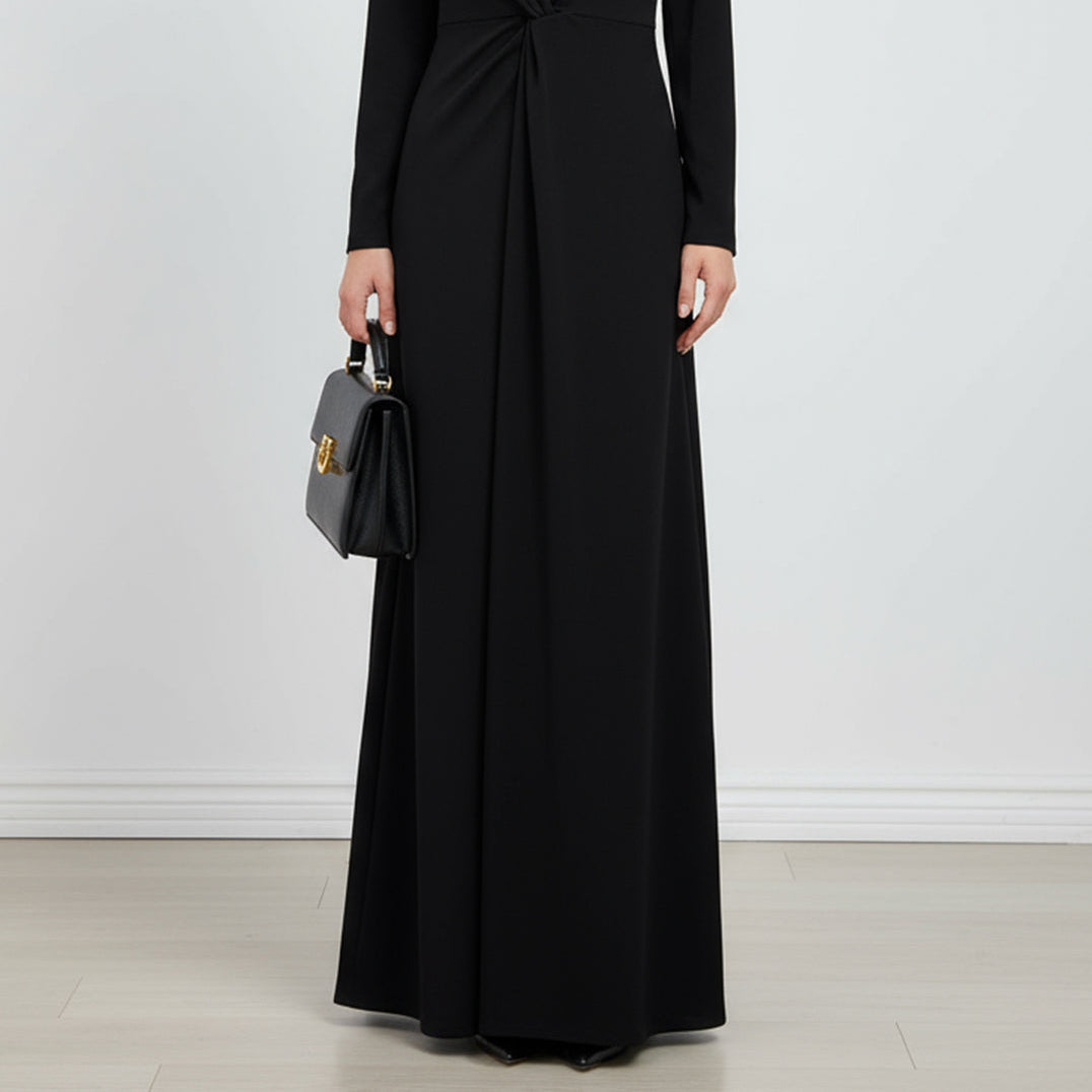 Women’s Long Sleeve Slim Fit Deep V-Neck Maxi Dress