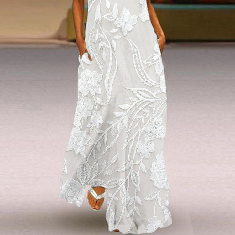 Selene – Sophisticated Sleeveless Luxe-Print Dress