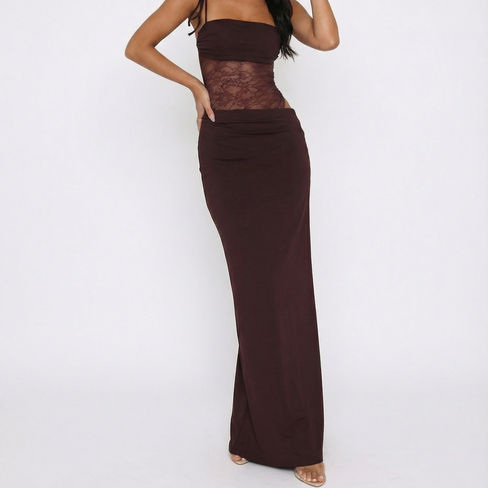 Lace Panel Maxi Dress