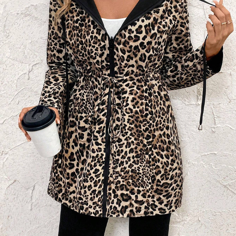 Women's Print Reversible Hooded Coat - Dual-Faced Style for Everyday
