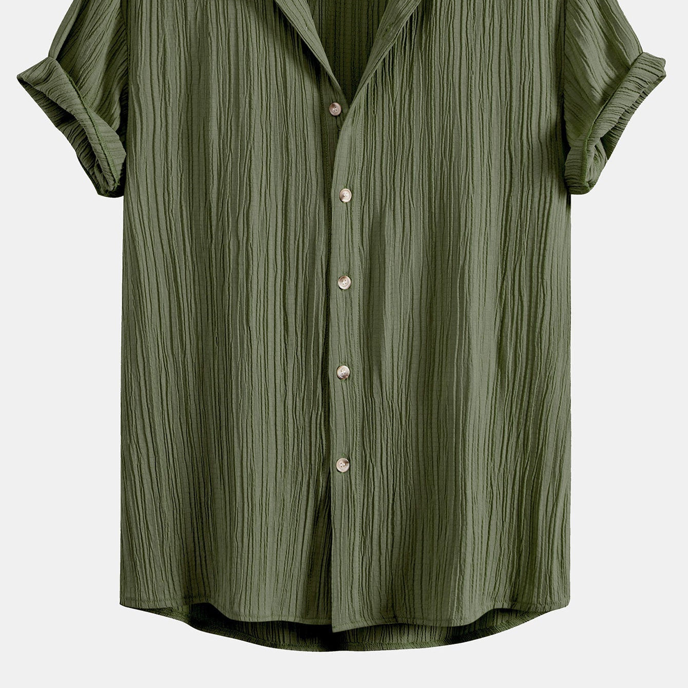 Crinkled-Textured Button-Up Shirt