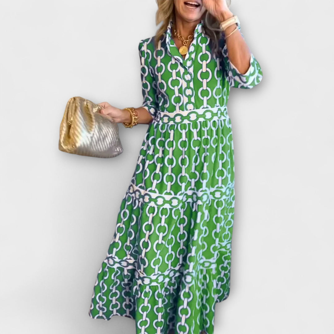 Women's Sheena Chain-Print Midi Dress – Effortlessly Chic