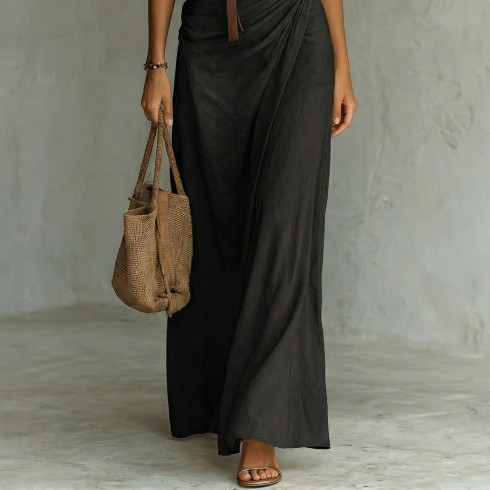 Azura Belted Button-Down Wrap Maxi Dress